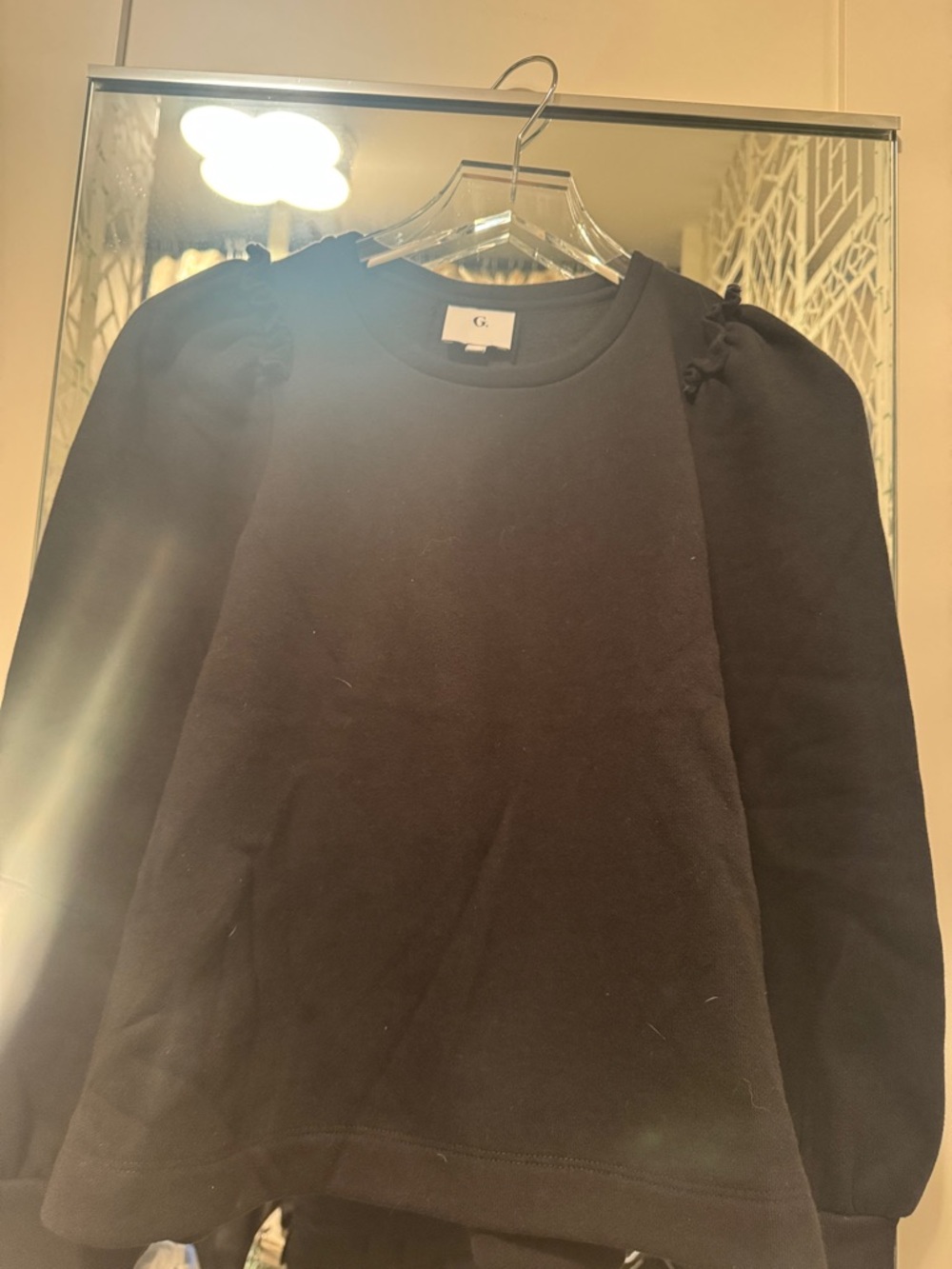 Women's Black Puff-Sleeve Sweatshirt by G.